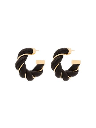 Bottega Veneta gold-tone leather hoop earrings