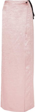 Crinkled-satin Wrap Maxi Skirt - Pink
