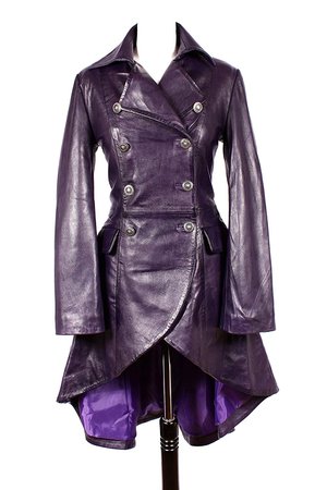 purple leather coat