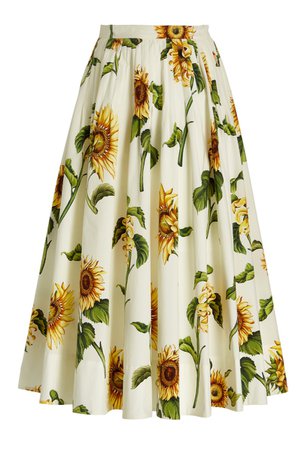 cream sunflower skirt midi