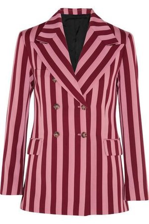 pink red striped blazer