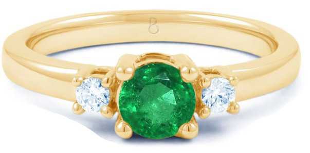 Emerald Gold Ring with Diamonds
