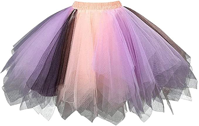 Amazon.com: Adult Women 80's Plus Size Tutu Skirt Layered Tulle Petticoat Halloween Tutu Purple/Pink/Black: Clothing