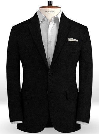 Pure Black Linen Suit : StudioSuits: Made To Measure Custom Suits, Customize Suits, Jackets and Trousers