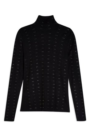 Topshop Crystal Studded Turtleneck Sweater | Nordstrom