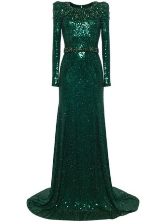Jenny Packham Georgia Sequined long-sleeve Gown - Farfetch