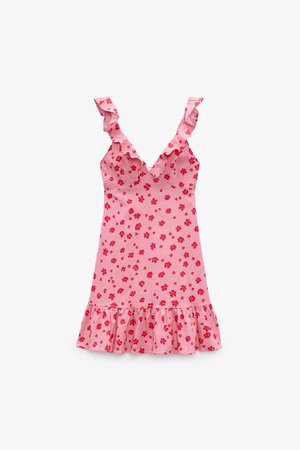 RUFFLED PRINT DRESS - Pink | ZARA United States