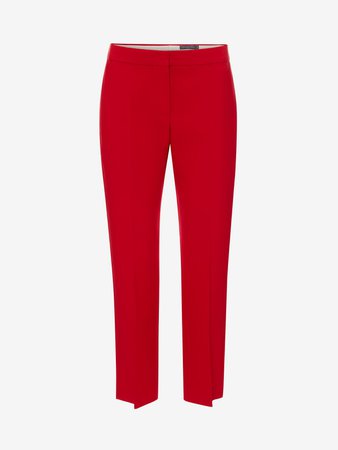 Women's Lust Red Wool Silk Cigarette Pants | Alexander McQueen