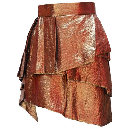 Alexandre Vauthier Gold Layered Skirt For Sale at 1stDibs
