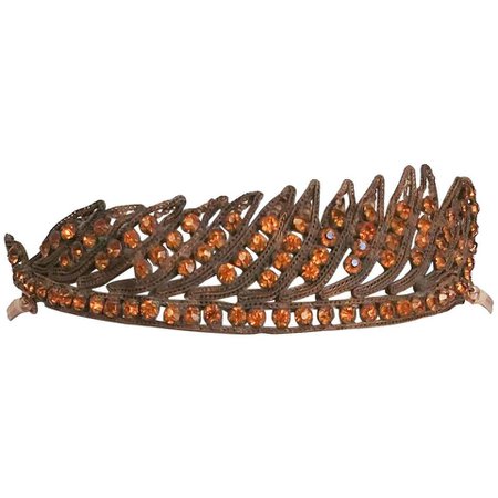 1920s Feather Motif Crystal Headband For Sale at 1stdibs