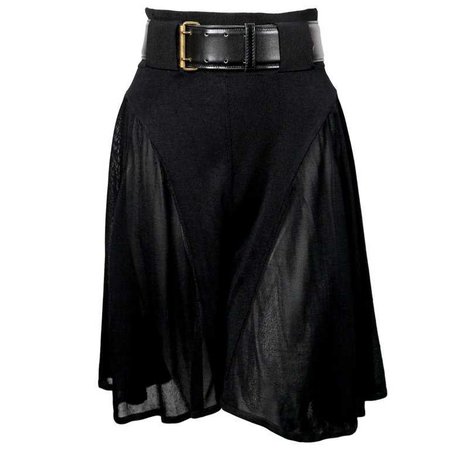 Azzedine Alaia jet black pointelle knit skort with sheer panels, 1990s For Sale at 1stdibs