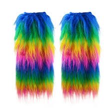 rainbow fur leg warmers