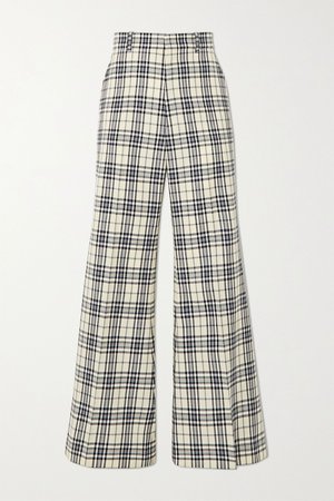 Cream Prince of Wales checked wool flared pants | Gucci | NET-A-PORTER