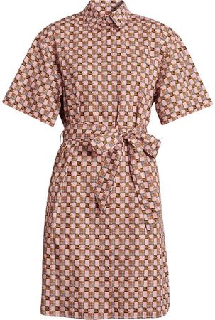 Tiled Archive Print Cotton Shirt Dress