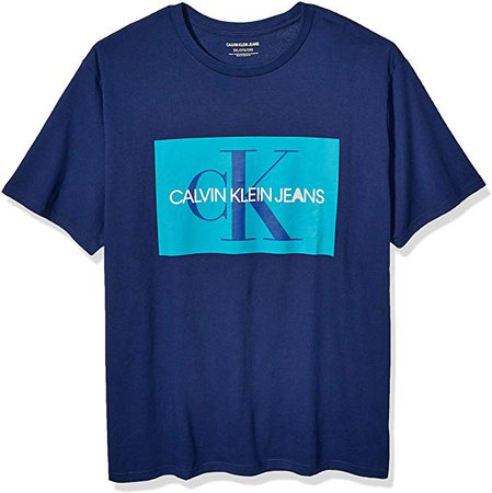 Calvin Klein Men's Short Sleeve Monogram Logo T-Shirt, Medieval Blue, X-Large at Amazon Men’s Clothing store