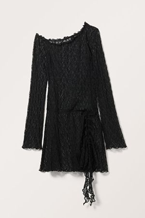 Laced One Shoulder Mini Dress - Black - Monki WW
