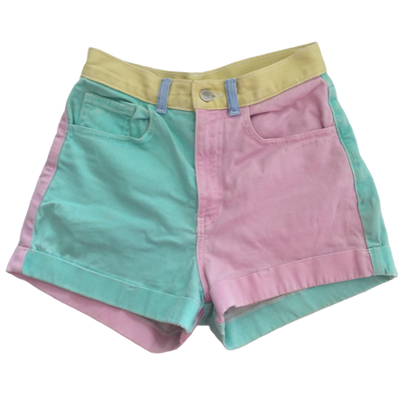 colour block pastel shorts