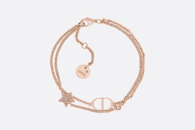 DIOR Pink Crystal Petit CD Rose Gold-Finish Double Bracelet - Fashion Jewellery - Women's Fashion | DIOR | ShopLook