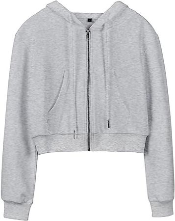 Hooever Womens Cute Workout Cropped Zip Up Drawstring Hoodie Sweatshirt Jacket at Amazon Women’s Clothing store
