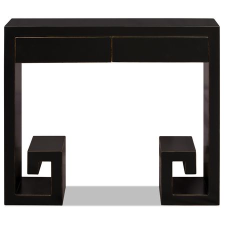 Distressed Black Elmwood Modern Chinese Console Table