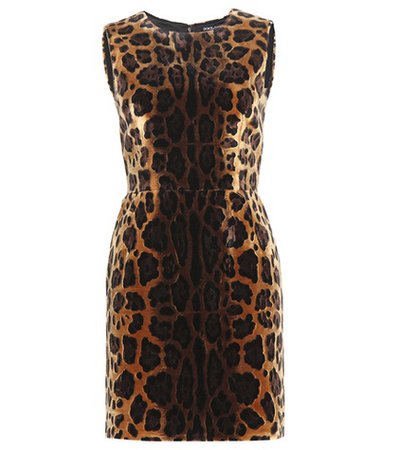 Leopard-print velvet dress