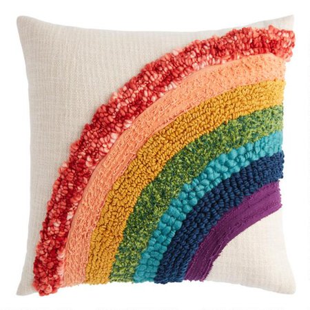 Tufted Rainbow Cotton Throw Pillow | World Market