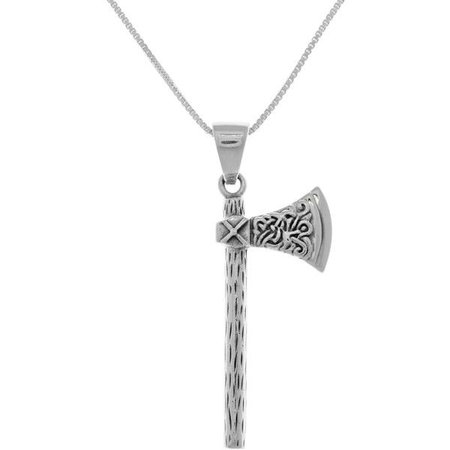 Sterling Silver Viking Battle Axe Necklace