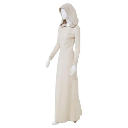 Mazzuchelli Vintage Sartorial Hooded Dress w Beading For Sale at 1stDibs