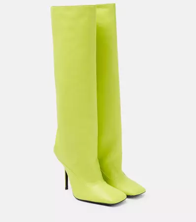 Sienna Leather Knee High Boots in Green - The Attico | Mytheresa