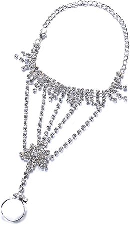 Amazon.com: Women Glitter Elegant Crystal Finger Ring Bracelet Hand Harness Bangle Arm Chain Wedding Bridal Jewelry: Clothing