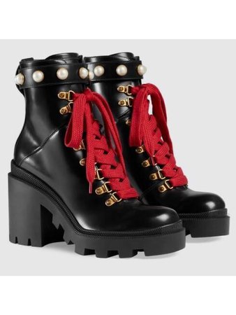Gucci high heel combat boots