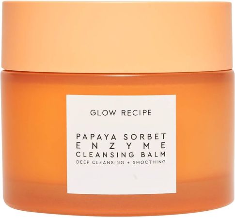 Amazon.com : Glow Recipe Papaya Sorbet Enzyme Cleansing Balm - Facial Exfoliator + Smoothing Makeup Remover - Skin Resurfacing Face Cleanser with Papaya Seed Oil, Blueberry Extract & Apricot Kernel Oil (100ml) : Beauty & Personal Care