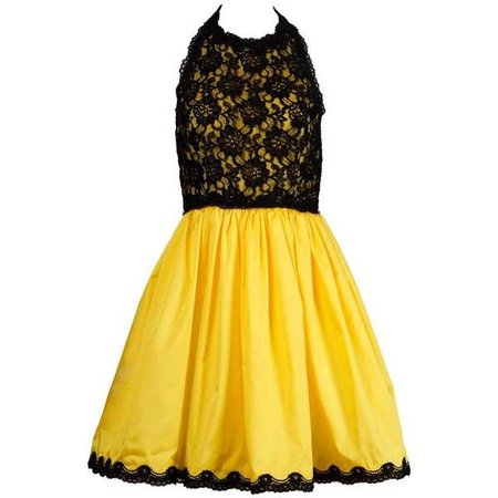 Black & Yellow Vintage Skater Dress
