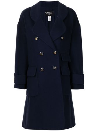 Chanel Pre-Owned 1990s CC Buttons double-breasted Coat - Farfetch