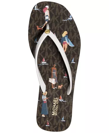 white Michael Kors Jinx Flip-Flop Sandals & Reviews - Sandals - Shoes - Macy's