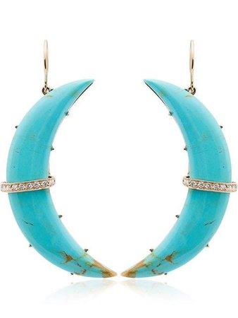 Andrea Fohrman Turquoise Crescent Diamond Earrings