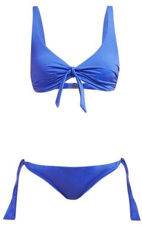 San Juan Bow Embellished Bikini - Womens - Blue