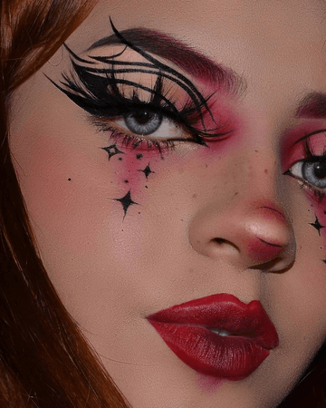 red pink black makeup
