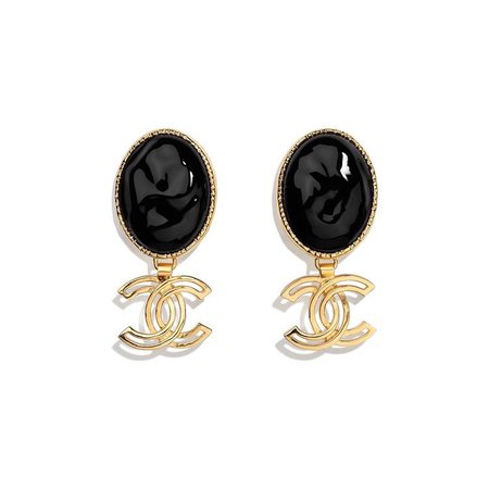 gold and black chanel earrings