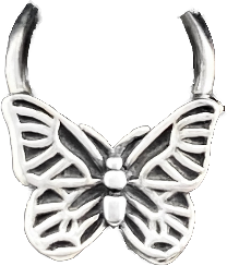 silver butterfly septum nose piercing png transparent