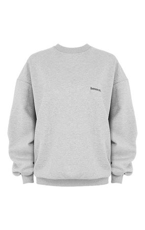 Clothing : Tops : 'Tommy' Grey Oversized Crewneck Sweatshirt