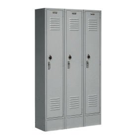 Lockers | Global Lockers | Paramount&#174; Locker Single Tier 12x12x60 3 Door Ready To Assemble Gray | 652061GY - GlobalIndustrial.com