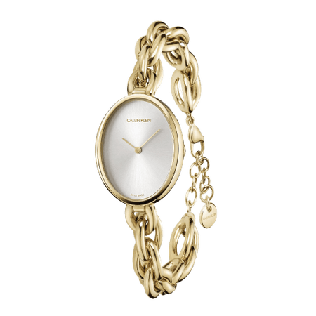 calvin klein statement gold tone bracelet watch