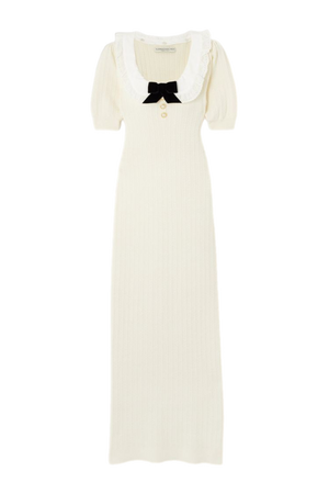 ALESSANDRA RICH Embellished cable-knit stretch cotton-blend midi dress