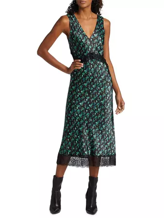 Shop Rails Pandora Floral Satin Crepe Midi-Dress | Saks Fifth Avenue