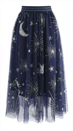 Myth Of Stars Mesh Tulle Midi Skirt in Navy - Skirt - BOTTOMS - Retro, Indie and Unique Fashion