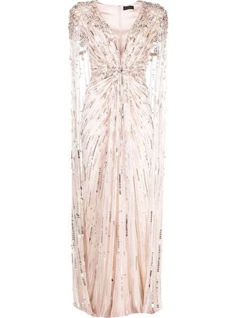 Jenny Packham sequin-embellished Cape Gown - Farfetch