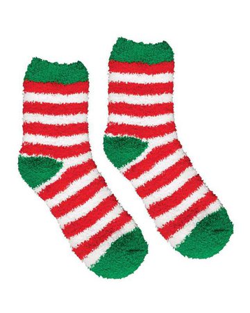 Red and Green Fuzzy Socks