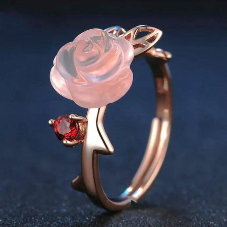 Rose Quartz garnet 925 Sterling Silver Ring 18K Rose Gold | Etsy