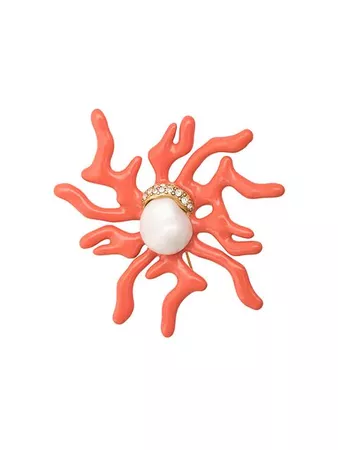Oscar de la Renta sea coral brooch $350